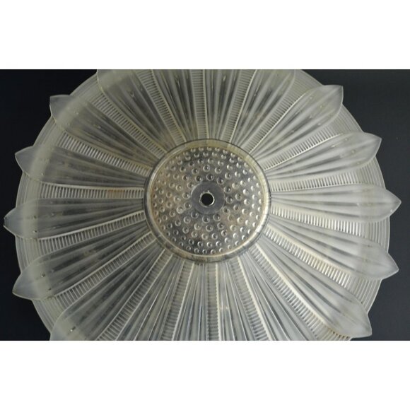 Art Deco Sunflower Glass Ceiling Shade Vintage White Frosted 14" Restoration - Picture 3 of 10